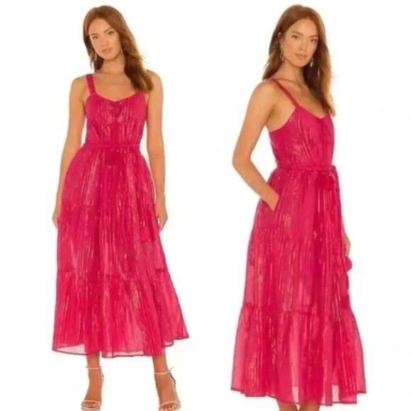 Karina Grimaldi Dresses & Skirts - Karina Grimaldi Belle Maxi Dress in Hot Pink Cherry Metallic Summer Vacation